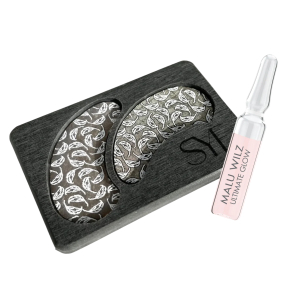 SYE EYE PATCHES / Patch-uri din textil argintat + AMPOULE ULTIMATE GLOW / Fiola iluminatoare